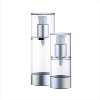 Oval Single Wall Airless Pump Cosmetic Bottles Aluminum Base Pump 20ml 30ml 40ml 50ml