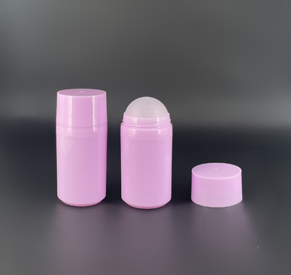 Volume Empty Plastic PP 50ml Roll On Bottles Round Pink Color