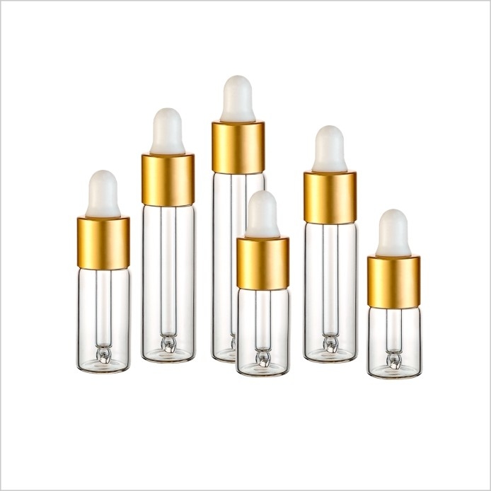 Gold Cap Cosmetic Glass Bottle 3ml 4ml 5ml 7ml 8ml 10ml Recycled Glass Cosmetic Packaging