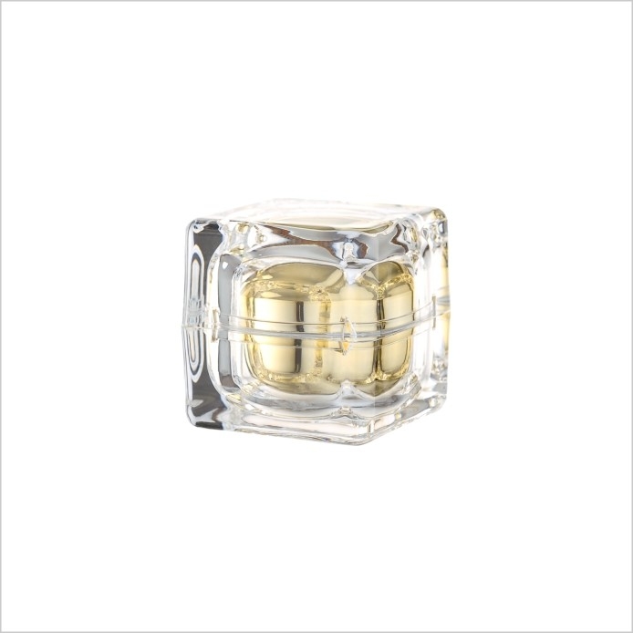 Luxury PMMA Plastic Lotion Jars With Lid Square Cream Jar Double Layer 15g 30g 50g